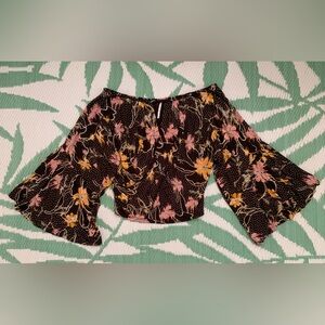 Free People Floral Boho Bell Sleeve Top
